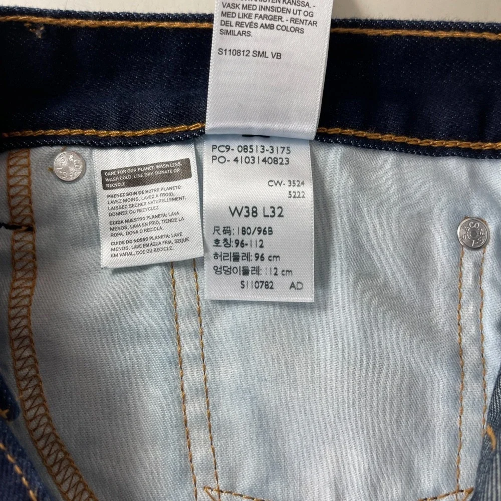 Levis 513 Jeans Mens 38x32 Blue Slim Straight Dark Wash Indigo Preppy Grunge